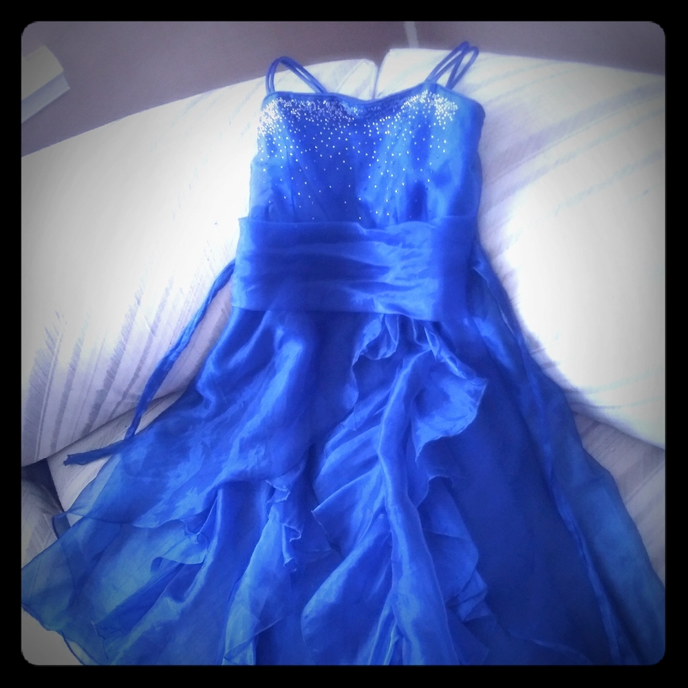 Blue prom dress.